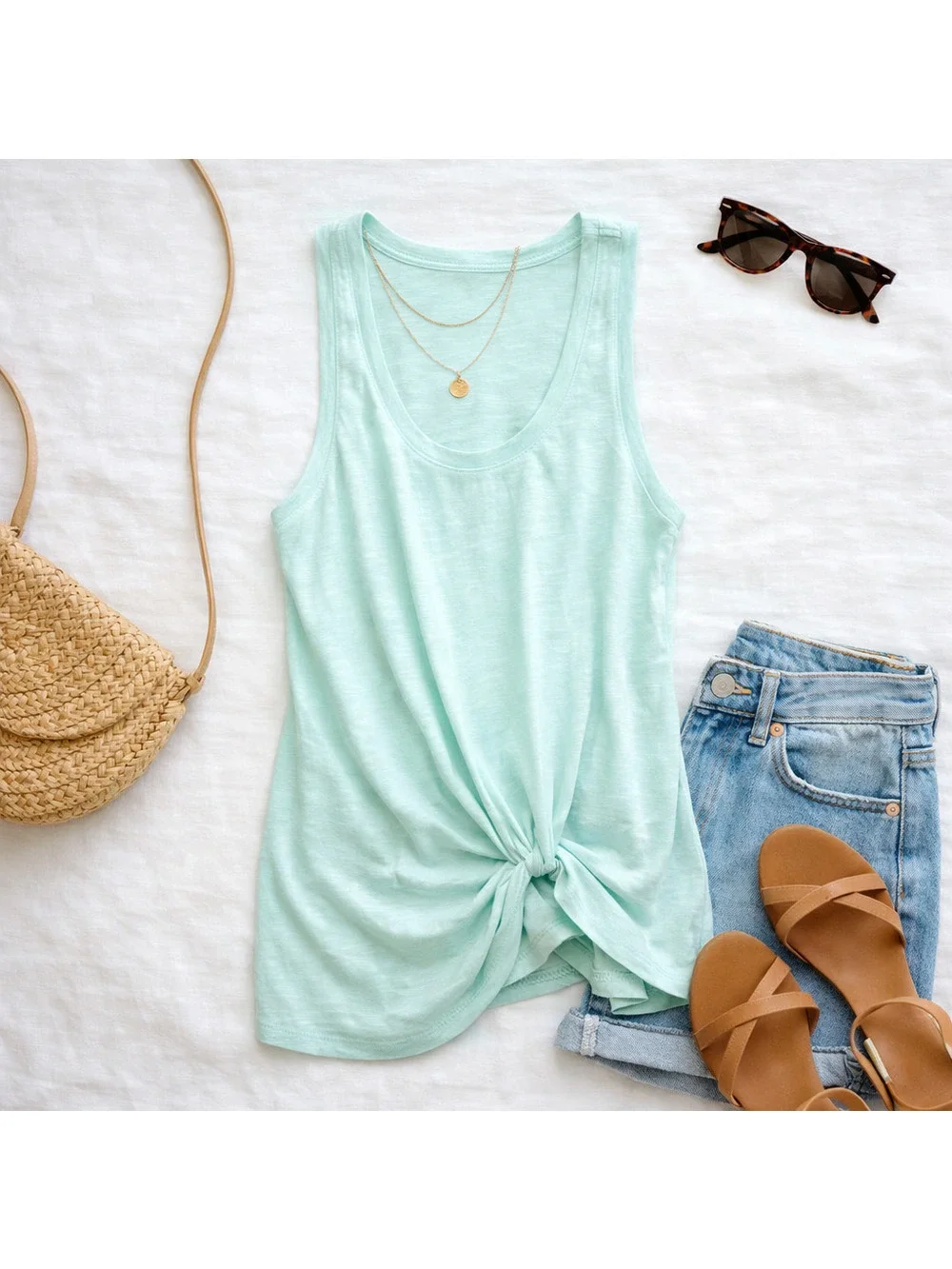 NEW NWT Bobi Teal Tank Top with Front Knot | Size X-Small - Picture 1 of 9